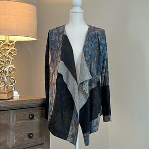 $165 Alberto Makali Cardigan ART
Wool Blend Open Front Long Sleeve Sweater LARGE